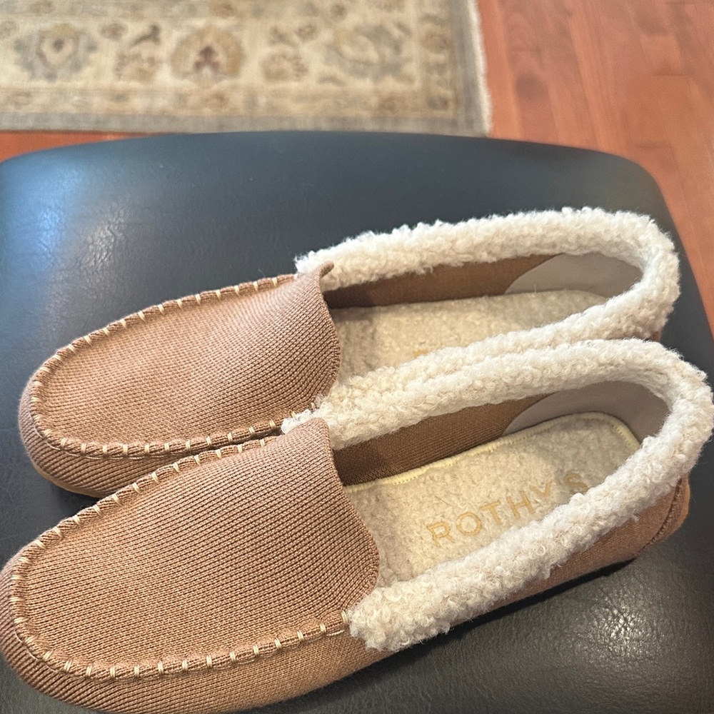 Rothy's Tan Slippers with Cream Lining